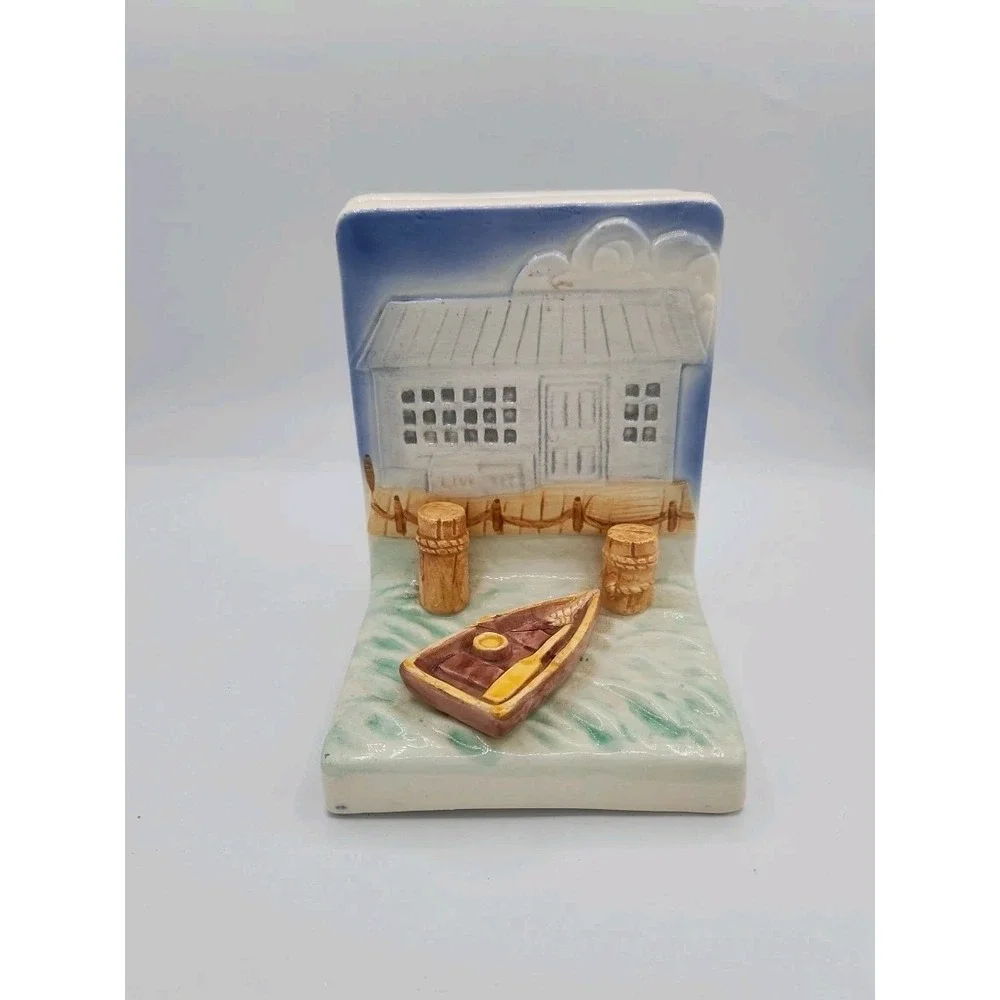 Vintage Beachcombers‎ Int'l Ft. Myers FL 1981 BEACH SCENE Ceramic BOOKENDS